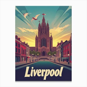 Aihrgdesign A Retro Travel Poster For Liverpool Featuring The C64fa26d 2aca 414a 901d B186f0c93306 2 Canvas Print