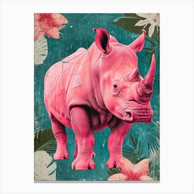 Pink Rhino Retro Collage 3 Canvas Print