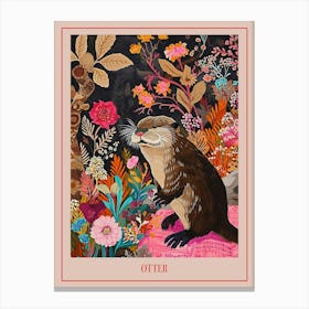 Floral Animal Painting Otter 1 Poster Canvas Print