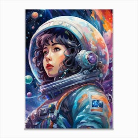 Watercolor Astronaut in Space Canvas Print