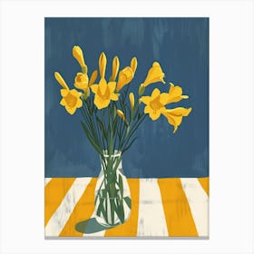 Freesia Flowers On A Table   Contemporary Illustration 4 Canvas Print