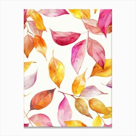 Watercolor Autumn Leaves Seamless Pattern 3 Canvas Print