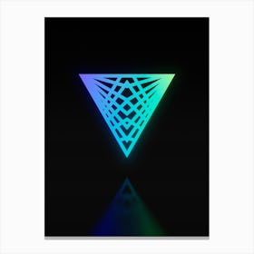 Neon Blue and Green Abstract Geometric Glyph on Black n.0094 Canvas Print