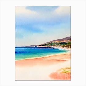 Spiaggia Del Principe 2, Sardinia, Italy Watercolour Canvas Print