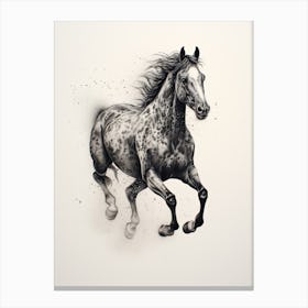 A Horse Painting In The Style Of Stippling 3 Canvas Print