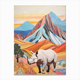Patchwork Colourful Rhino 3 Canvas Print
