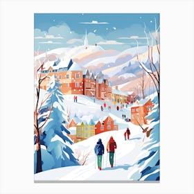 Stowe Mountain Resort   Vermont Usa, Ski Resort Illustration 3 Canvas Print