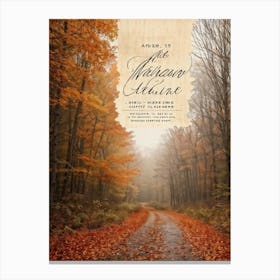 Autumn Greeting Crafted In Hand Drawn Style Rustic Typography Dancing Across The Visual Space Musi Canvas Print