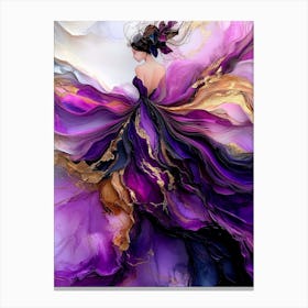 Purple And Gold Abstract Painting Canvas Print