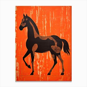 Horse, Woodblock Animal  Drawing 1 Canvas Print