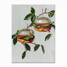 Disco Ball Burger Tree Mosaic Painting Kitchen Canvas Print