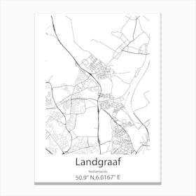 Landgraaf,Netherlands Minimalist Map Canvas Print