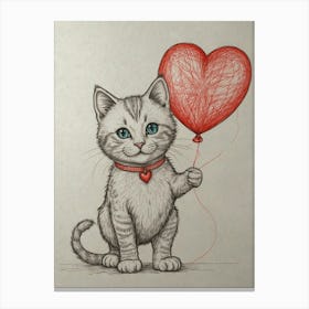 Valentine'S Day Cat Canvas Print