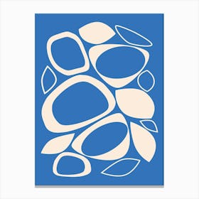 Mid Century Modern Abstract 8 Ivory and Blue Canvas Print