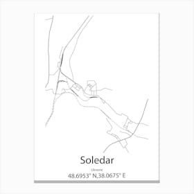 Soledar,Ukraine Minimalist Map Canvas Print