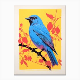 Andy Warhol Style Bird Eastern Bluebird 3 Canvas Print