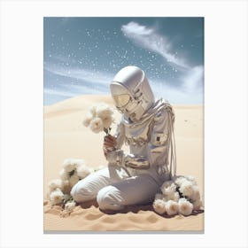 Astronaut in the desert in the style of cosmic surrealism Canvas Print