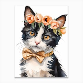 Calico Kitten Wall Art Print With Floral Crown Girls Bedroom Decor (11)  Canvas Print