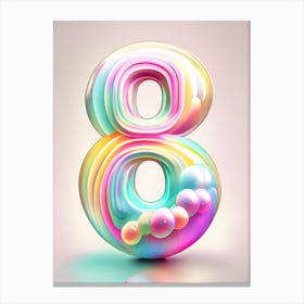 8, Number, Education Rainbow Bubble 1 Canvas Print