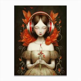 Girl With Headphones 45 Canvas Print