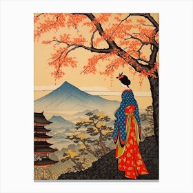 Mount Fuji, Japan Vintage Travel Art 4 Canvas Print