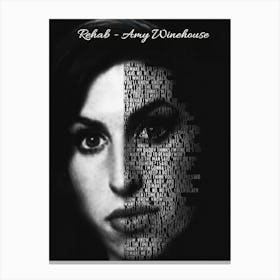 Rehab Amy Winehouse Text Art Canvas Print