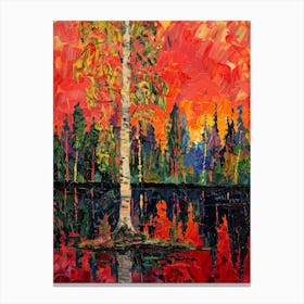 Birch Tree In The Sunset Canvas Print