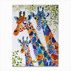 Sweet Painting Of Giraffe Family 2 Canvas Print