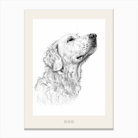 Hairy Dog Line Sketch 1 Poster Canvas Print