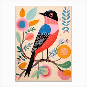 Pink Scandi Swallow 4 Canvas Print