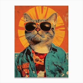 Vintage Retro Poster Cool Cat 6 Canvas Print