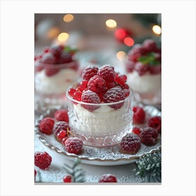 Desserts With Raspberries Canvas Print