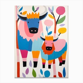 Colourful Kids Animal Art Bison Canvas Print