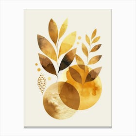 Gold Leaf Watercolor Painting Canvas Print