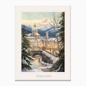 Vintage Winter Poster Salzburg Austria 3 Canvas Print