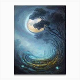 Moon In The Forest Canvas Print