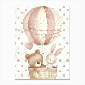 Teddy Bear And Hot Air Balloon Kids and Nursery Canvas Print