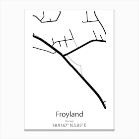 Froyland,Norway Minimalist Map Canvas Print