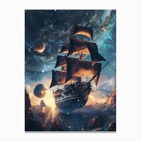 Fantasy Ship Floating in the Galaxy 3 Canvas Print