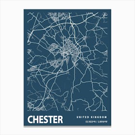 Chester Blueprint City Map 1 Canvas Print