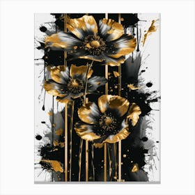 Black And Gold Flowers 9 Canvas Print