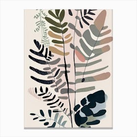 Painted Fern Wildflower Modern Muted Colours Canvas Print
