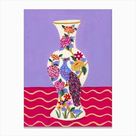 Vintage Peacock Vase Canvas Print