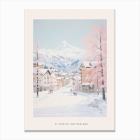 Dreamy Winter Painting Poster St Moritz Switzerland 3 Canvas Print