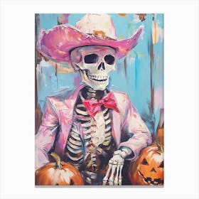 Skeleton In Pink Hat 2 Canvas Print