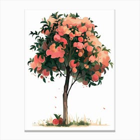 Peach Tree Pixel Illustration 2 Canvas Print