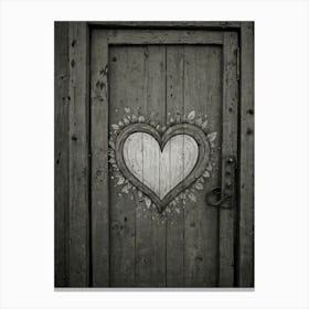 Heart On A Wooden Door 4 Canvas Print