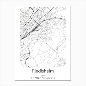 Riedisheim,France Minimalist Map Canvas Print