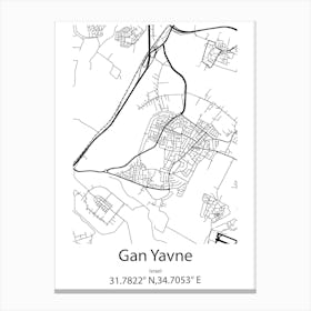 Gan Yavne,Israel Minimalist Map Canvas Print