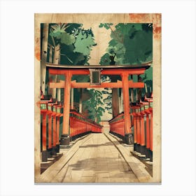 Fushimi Inari Taisha Vintage Mid Century Modern 2 Canvas Print